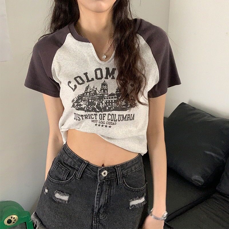 Áo kiểu chữ colom croptop BG