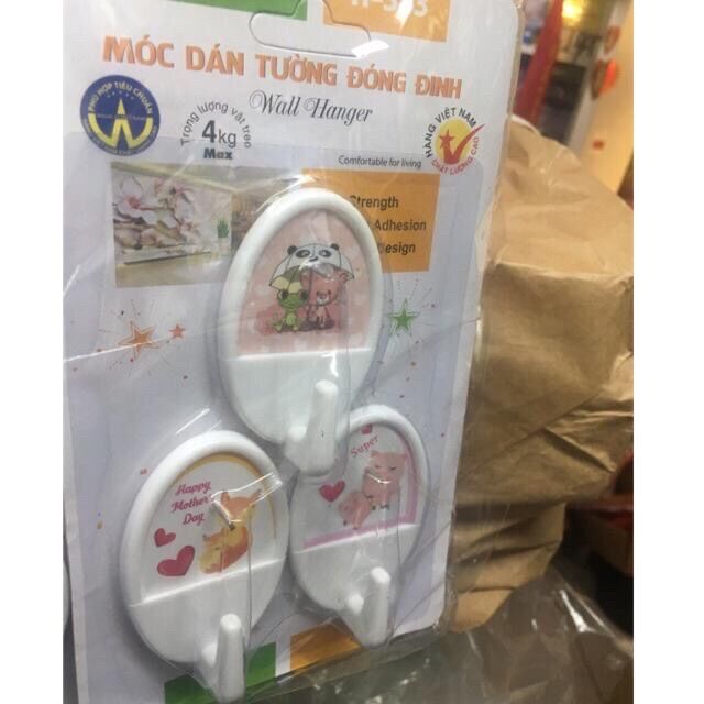 Combo 10vĩ móc dán tường Ovan có đinh đóng vào tường