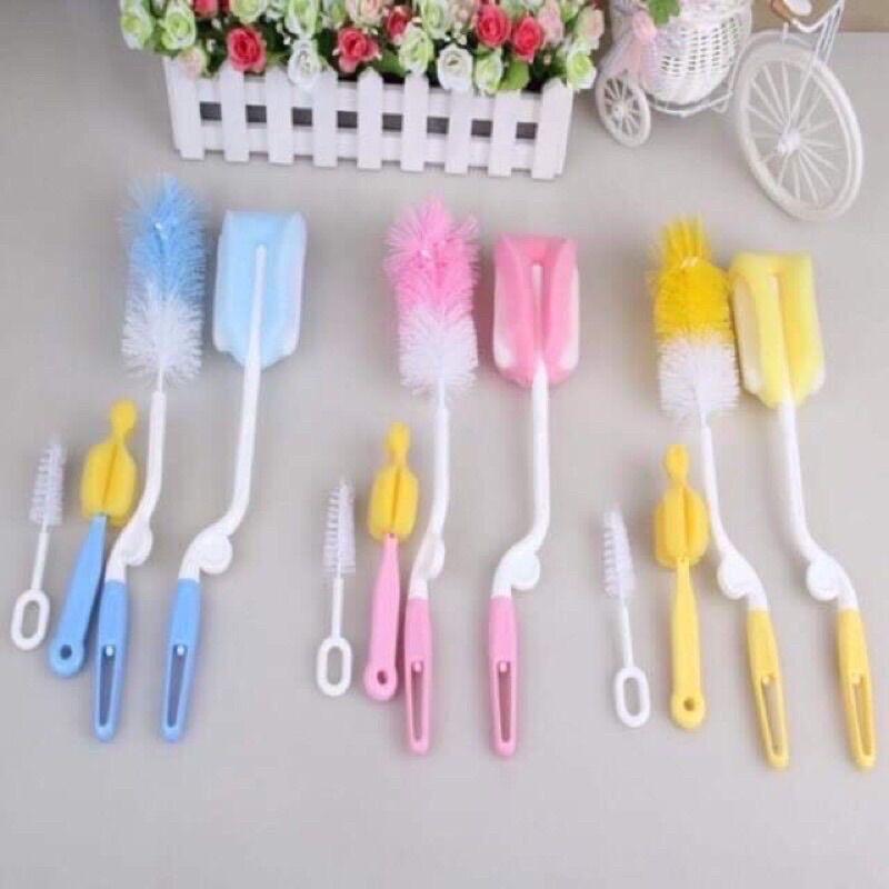 Bộ cọ rửa bình sữa cho bé sơ sinh 4 chi tiết