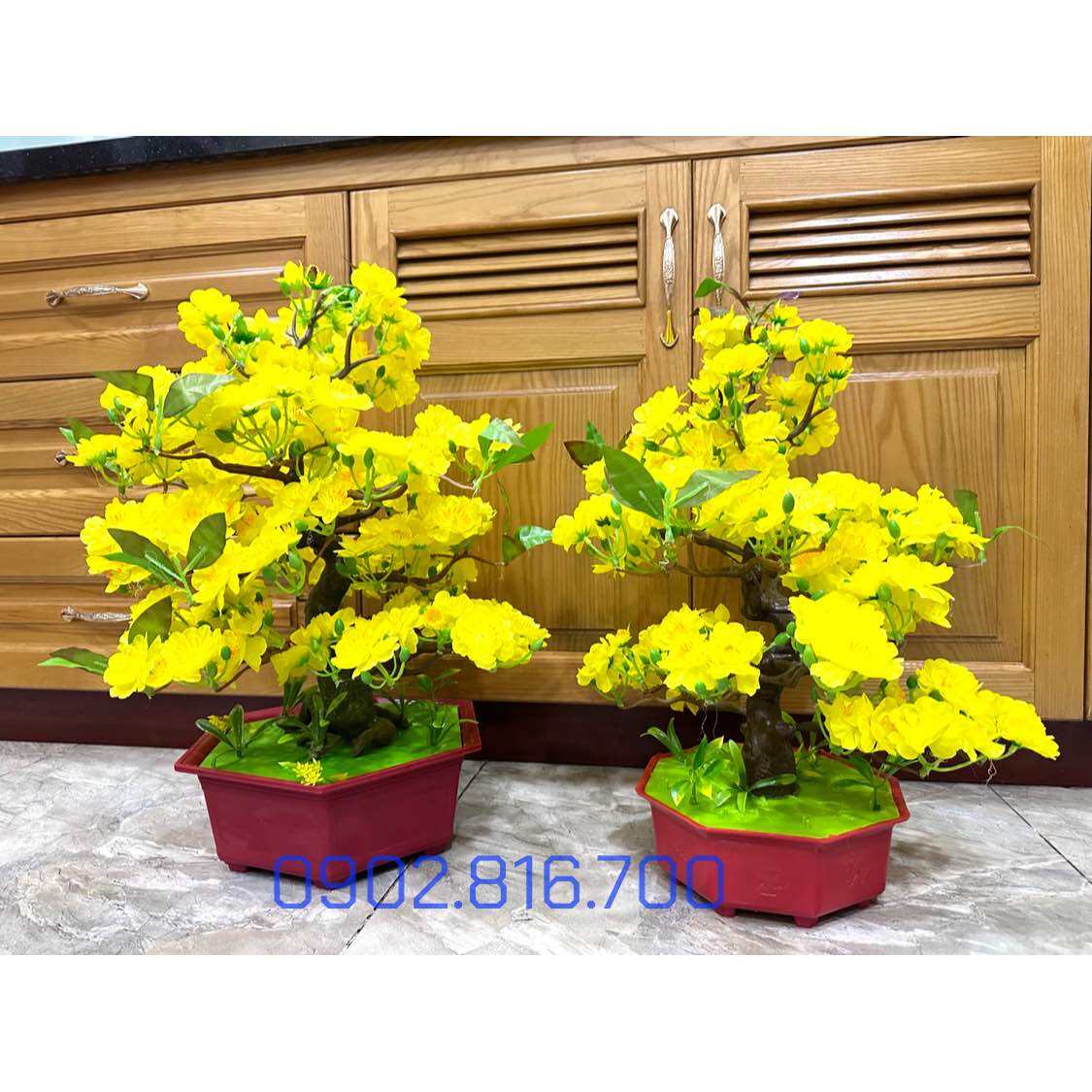 Cây mai bonsai giả để bàn phụ kiện trang trí tết