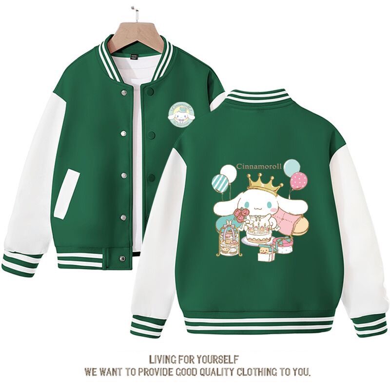 Trang phục trẻ em hình chó cinnamoroll lớn, trang phục bóng chày bé gái, áo trẻ em mẫu mới 2024, áo khoác trẻ em lớn nhỡ, trang phục xuân thu
