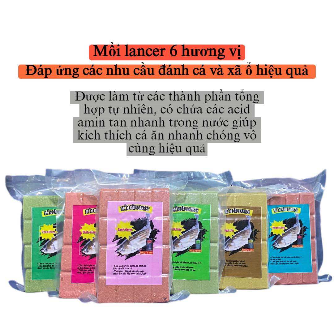 Mồi gạch câu cá tổng hợp 6 vị - sử dụng cho cá mè, cá chép, cá trôi, cá trắm cỏ, cá rô phi.