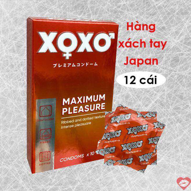 Bao cao su XOXO gân gai chính hãng Nhật Bản hộp 10 chiếc bcs
