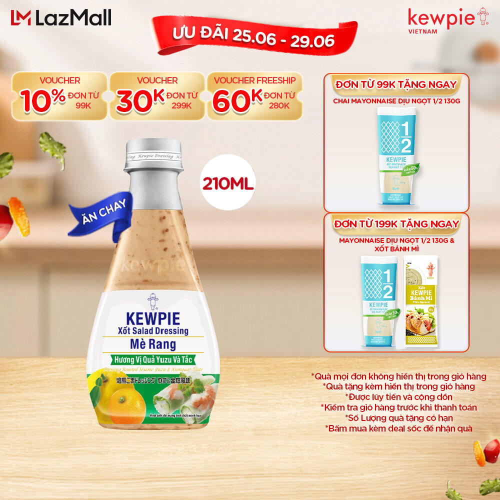 Xốt Salad Dressing Mè Rang Kewpie Hương Vị Quả Yuzu & Tắc 210ml