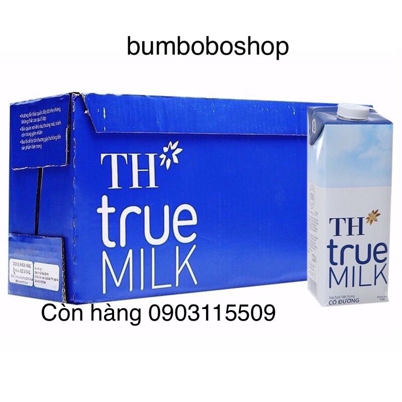 Thùng 12 lít sữa tươi th true milk có đường