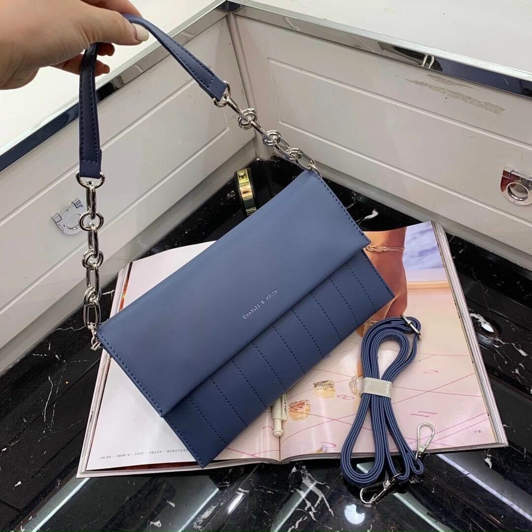 Ví cầm tay- clutch da bản to kẹp nách phối xích to thời trang