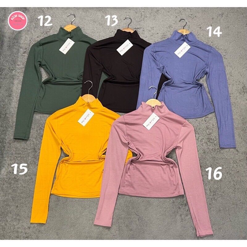 Combo 3 áo thun body tay dài cổ lọ thun lụa 40-55kg