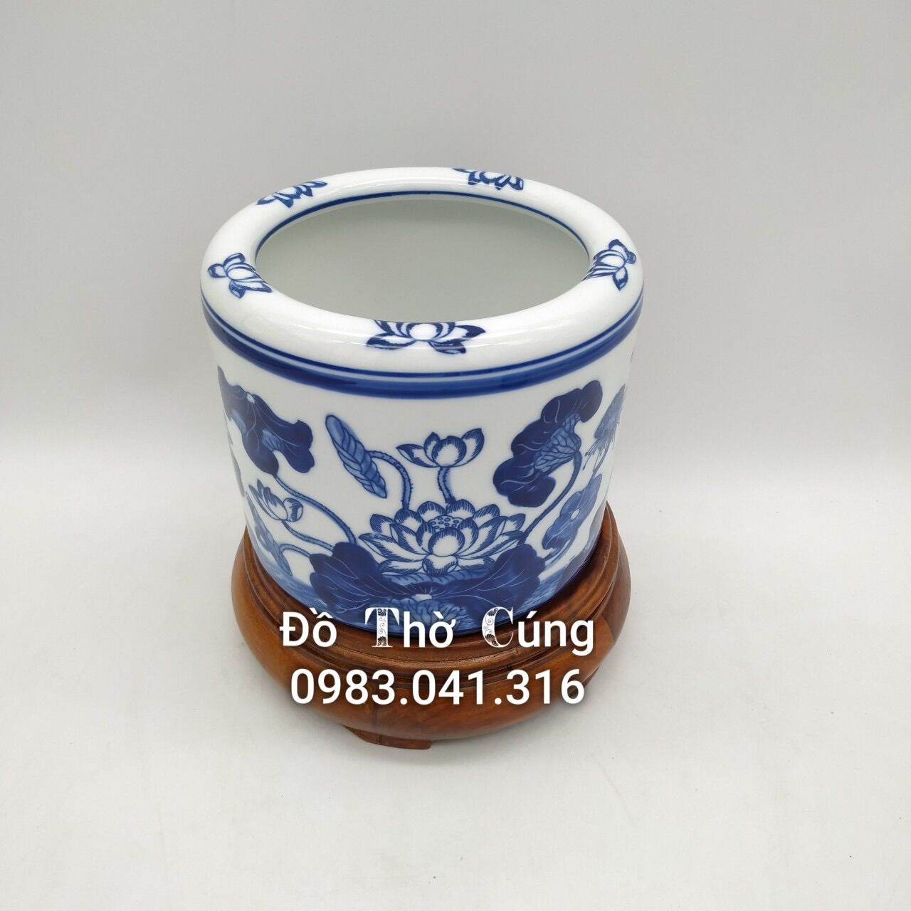 Bát hương Sen/ Bát hoa sen men lam thờ phật