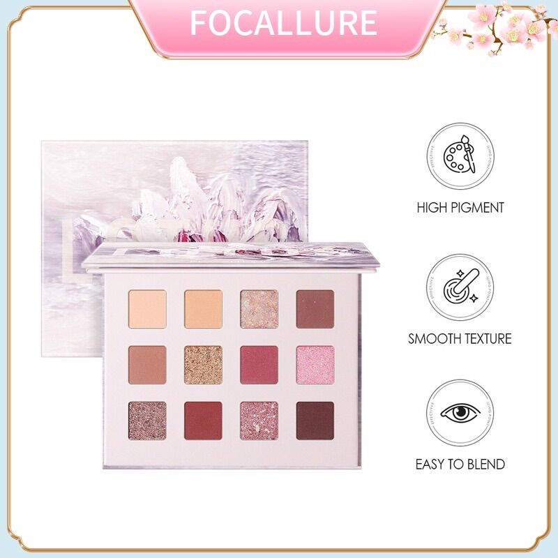 FA321 FOCALLURE Bảng phấn mắt dạng nén màu lì và kim tuyến lấp lánh dùng hàng ngày