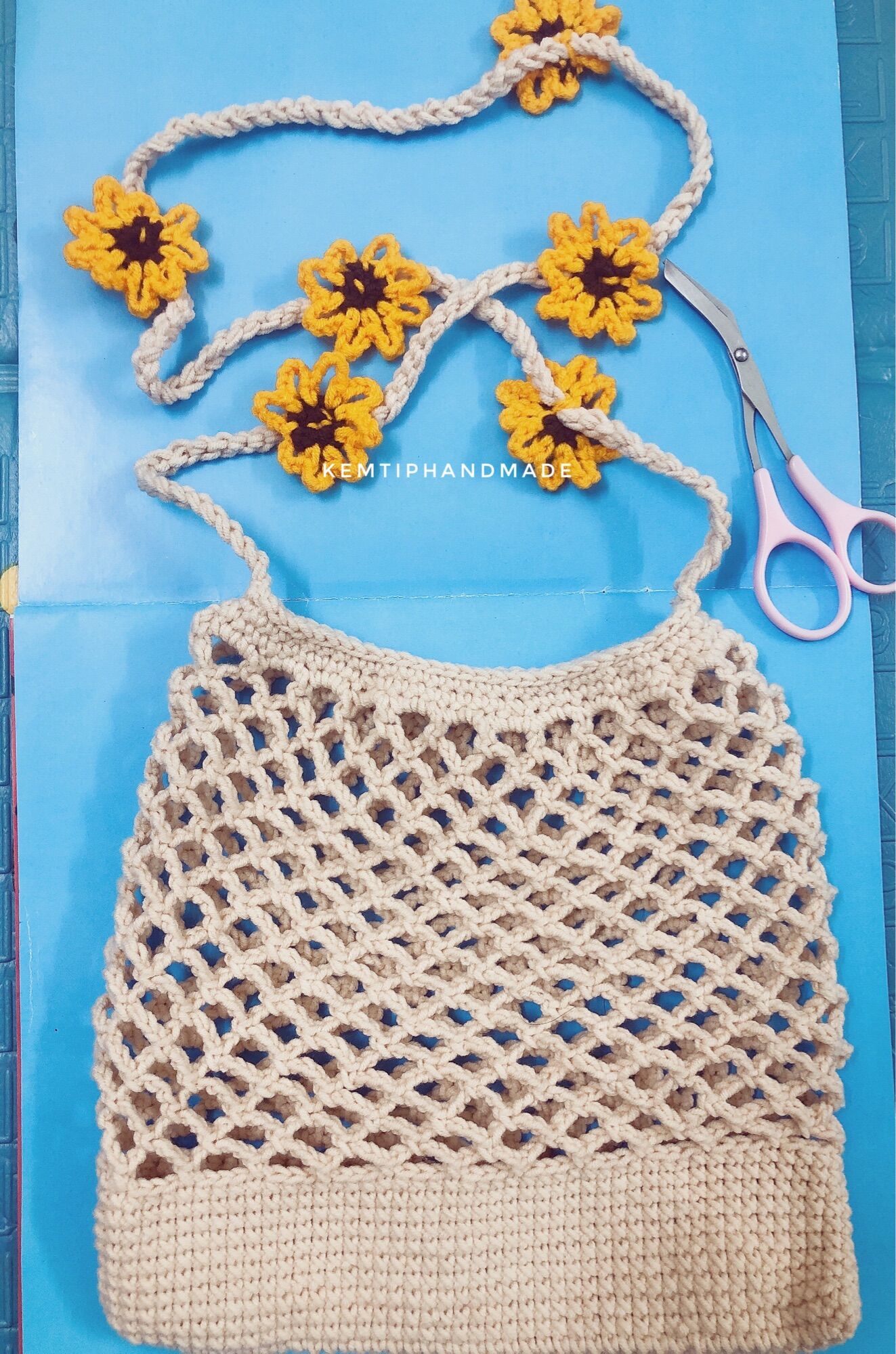 Túi hoa daisy móc tay handmade