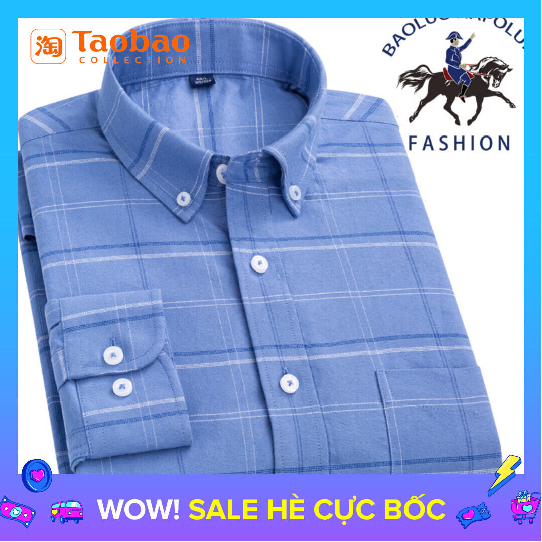 Áo Sơ Mi Polo Cotton Chất Liệu Oxford Áo Sơ Mi Cotton Cho Nam Thanh Niên Trung Niên Tay Dài Trang Phục Nam Kẻ Ca Rô Thường Ngày Trung Niên Sành Điệu Cỡ Lớn