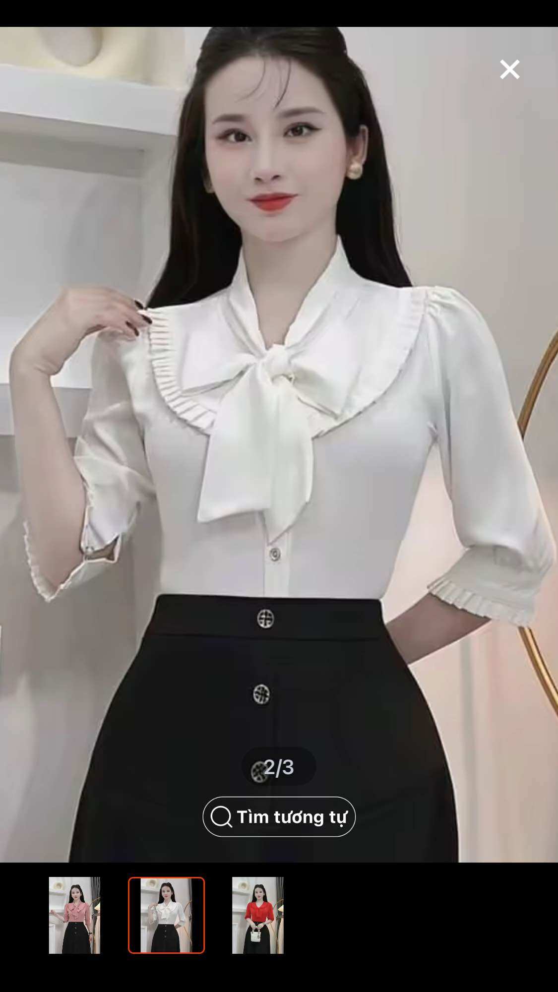 Áo công sở cổ nơ full size 856