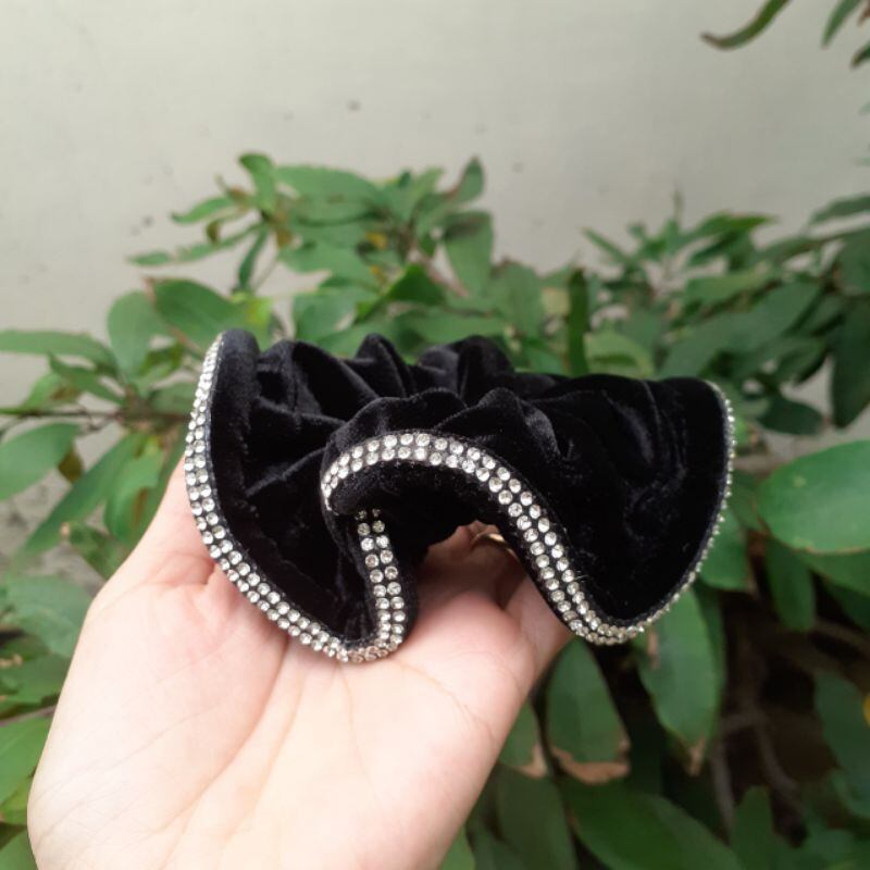 Cột tóc nhung đính xoàn 2 hàng