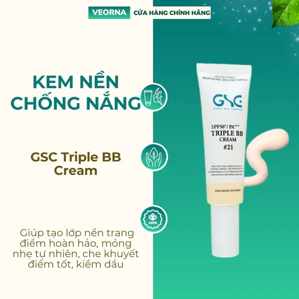 Kem chống nắng,kem nền đa năng GSC Triple BB Cream