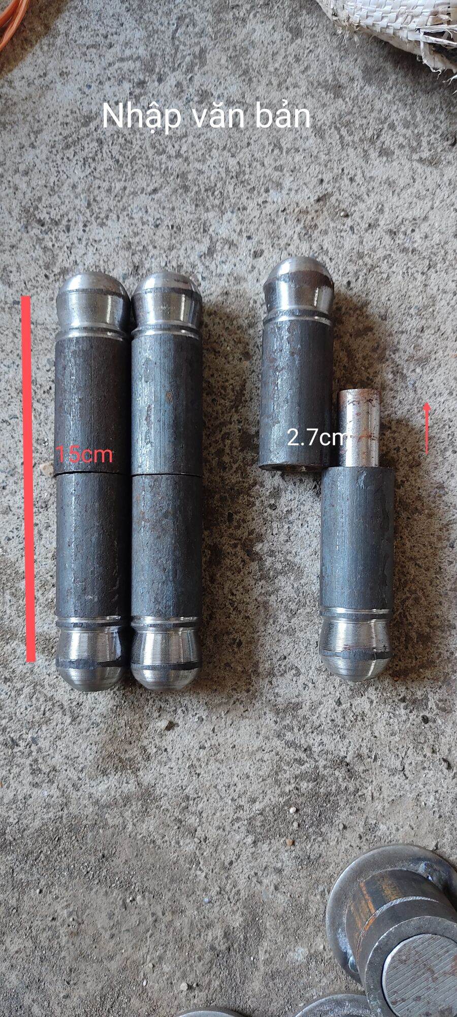 Bản lề cối bi phi 26mm. dài 15 cm ngõng 3 cm