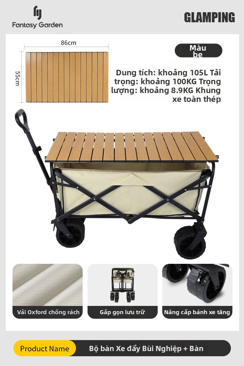Folding Portable Camping Cart with Table - 3
