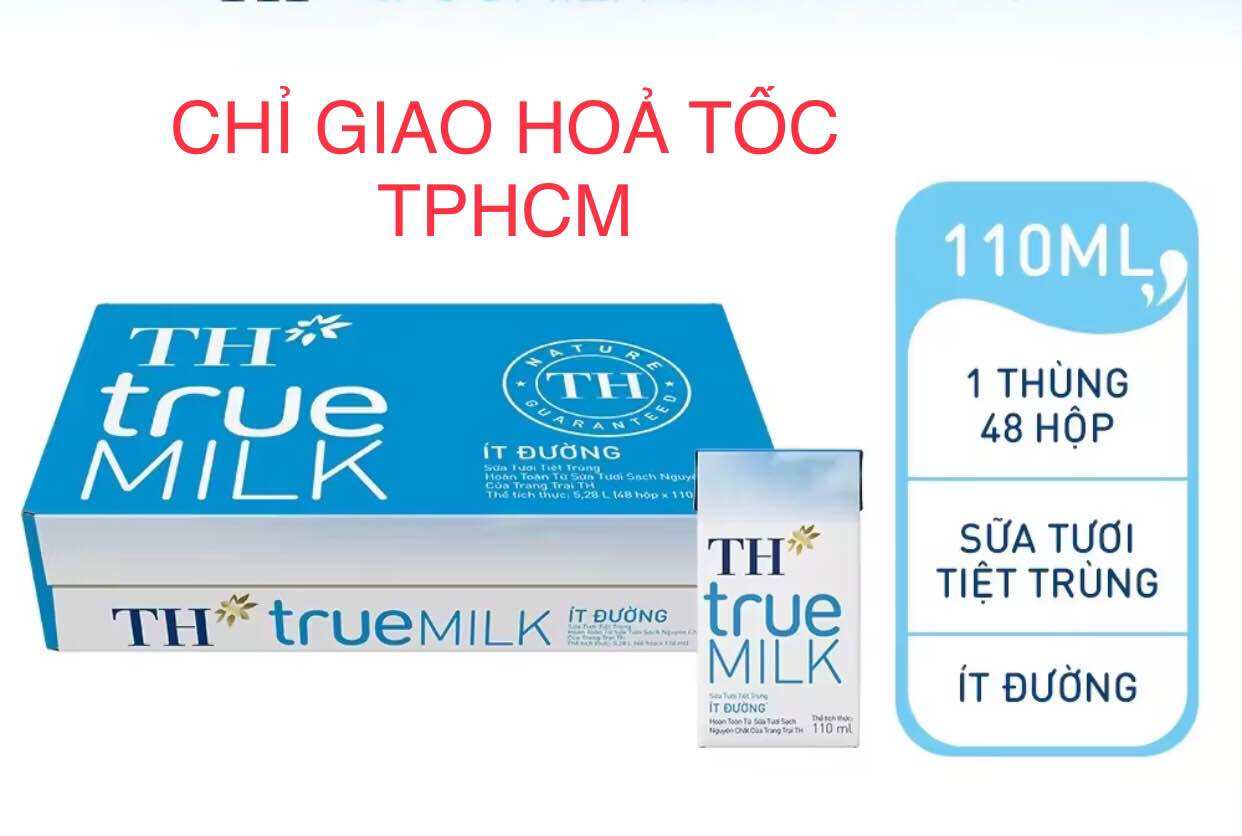 Thùng 48 hộp sữa TH TRUE MILK ít đường 110ml CHỈ GIAO HOẢ TỐC