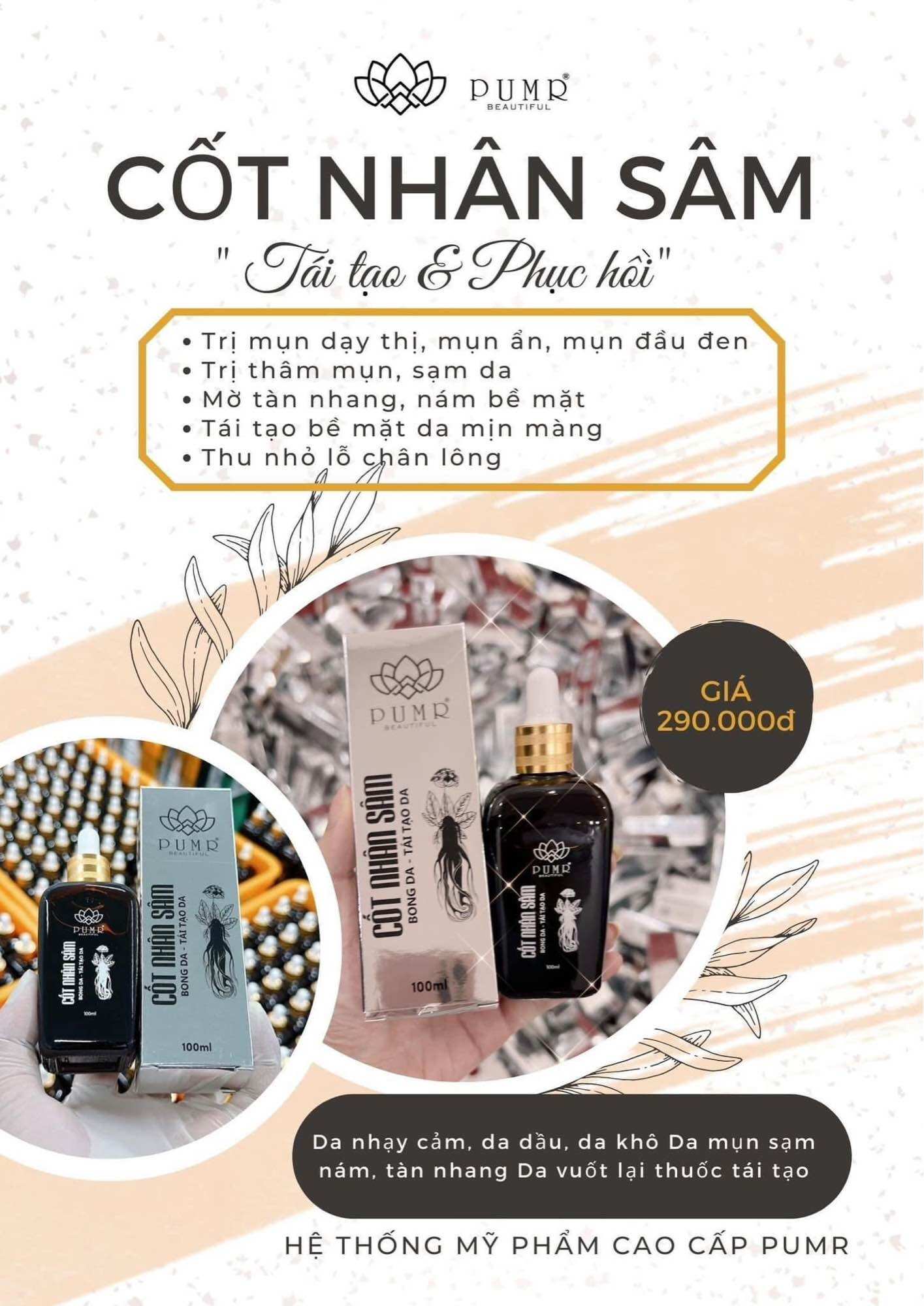 Cốt nhân sâm pumr cam kết 9 hãng
