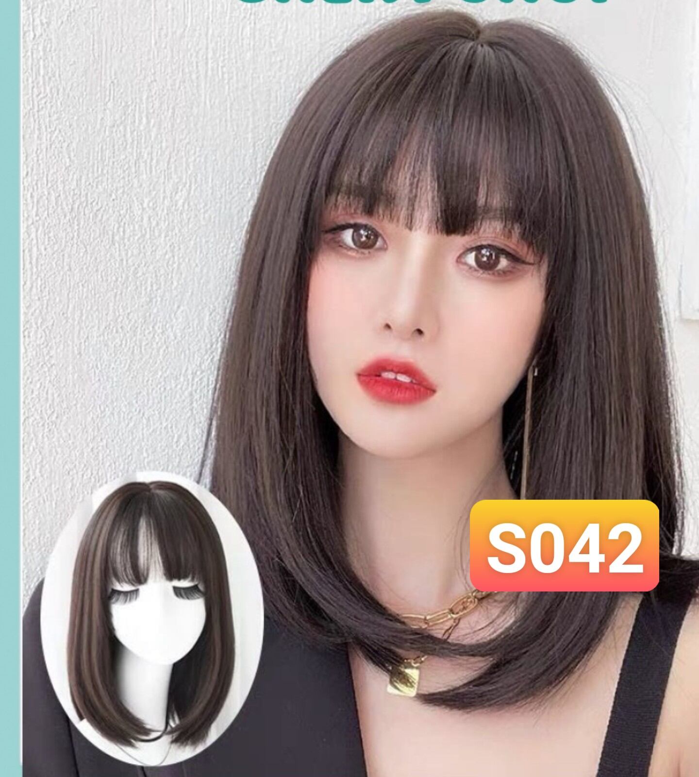 TÓC GIẢ NGUYÊN ĐẦU MÁI THƯA HÀN QUỐC NGANG VAI  S042