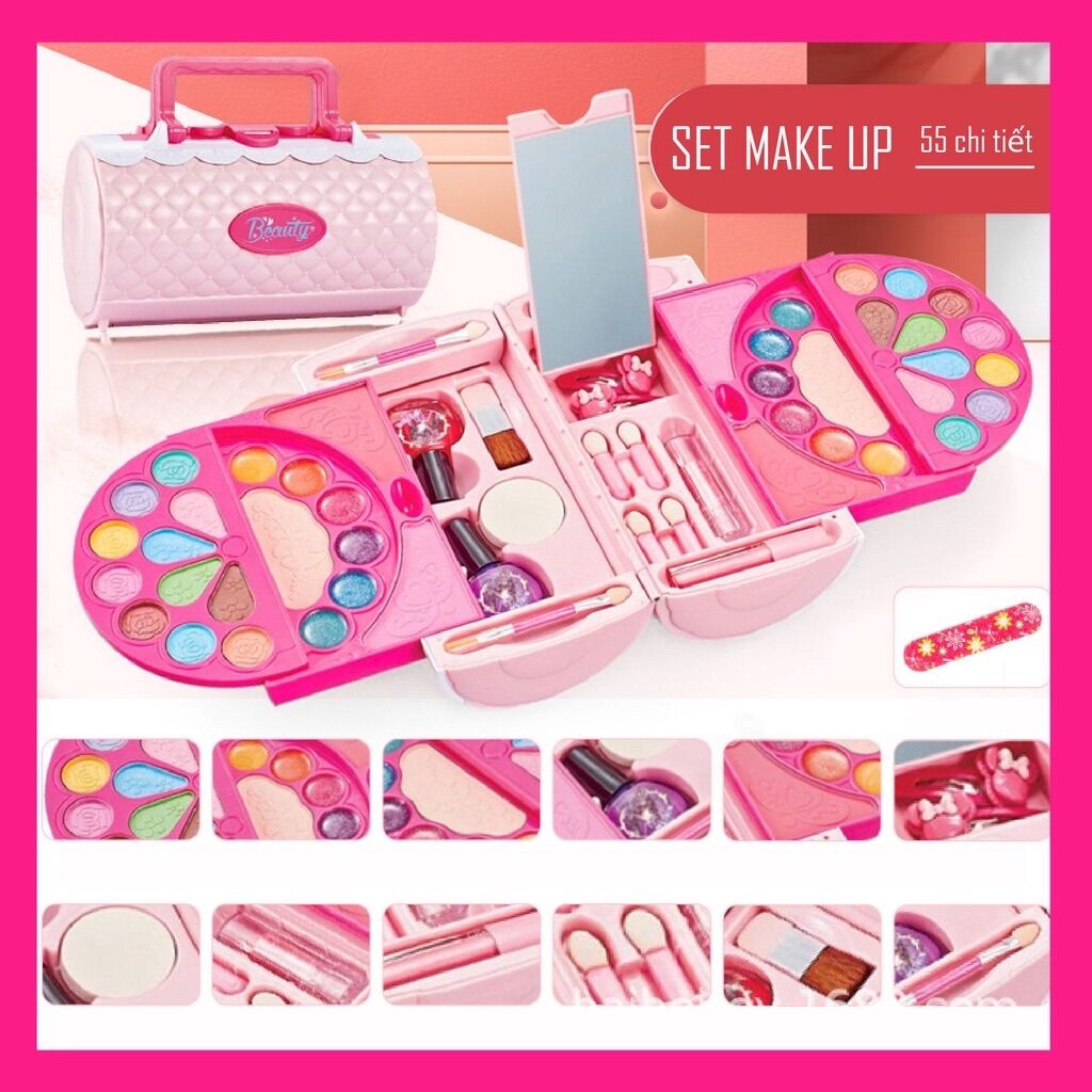 đồ chơi cho bé trang điểm, make up làm móng kiểu túi xách xinh xắn đáng yêu phát triển kỹ năng có ảnh thật