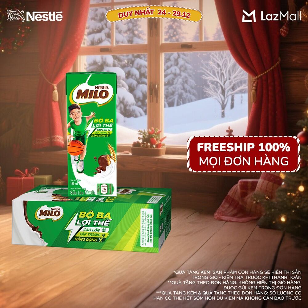   ƯU ĐÃI THÁNG 12  FREESHIP TOÀN QUỐC  Thùng 48 Hộp Sữa lúa mạch Nestlé® MILO® 180ml_2 