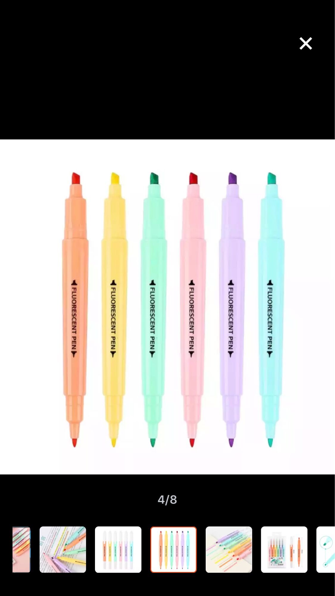 Set 6 Bút highlight pastel 2 đầu FLUORESCENT PEN (dupe STABILO)