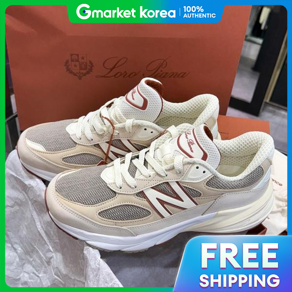 Giày sneaker nam Loro Piana x New Balance 990v6 màu kem sản xuất tại Mỹ.