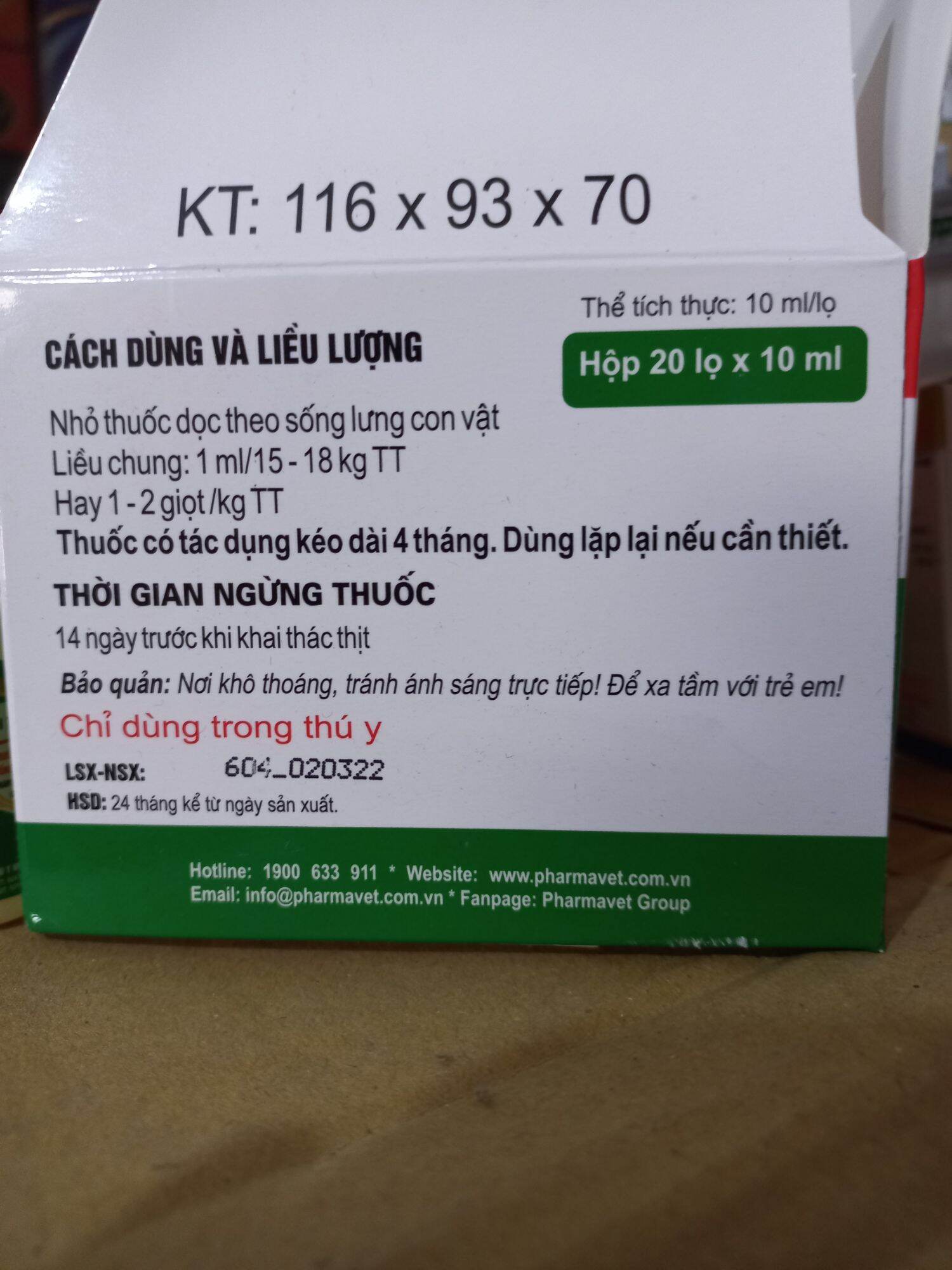 Nhỏ gáy ve rận chó mèo Mectin pharm 10ml