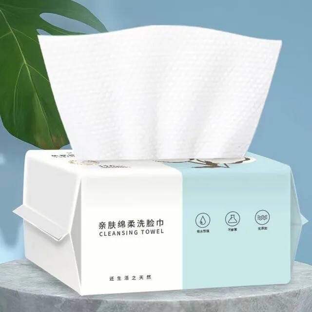 100 Count Disposable Face Towel Cotton Tissue Soft Thick Dry Wipe Reusable Makeup Remover Pads Facial Cleansing Tissue