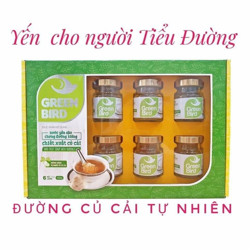 Hộp quà Nước Yến Sào Chưng Đường Kiêng Củ Cải Green Bird - NUTRINEST 6 Hủ