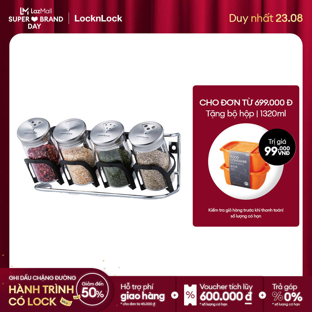 [Duy nhất 23.8 - Mua ngay] LLG842 - Lọ đựng gia vị 4P Lock&Lock Slim 130ml thiết kế nhỏ gọn tiện lợi. Hàng chính hãng