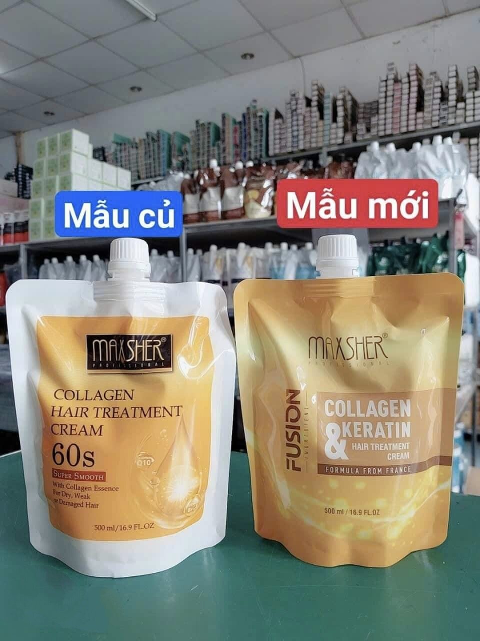 Kem ủ lạnh phủ lụa tóc 60s maxsher keratin 500ml - phục hồi tóc hư tổn