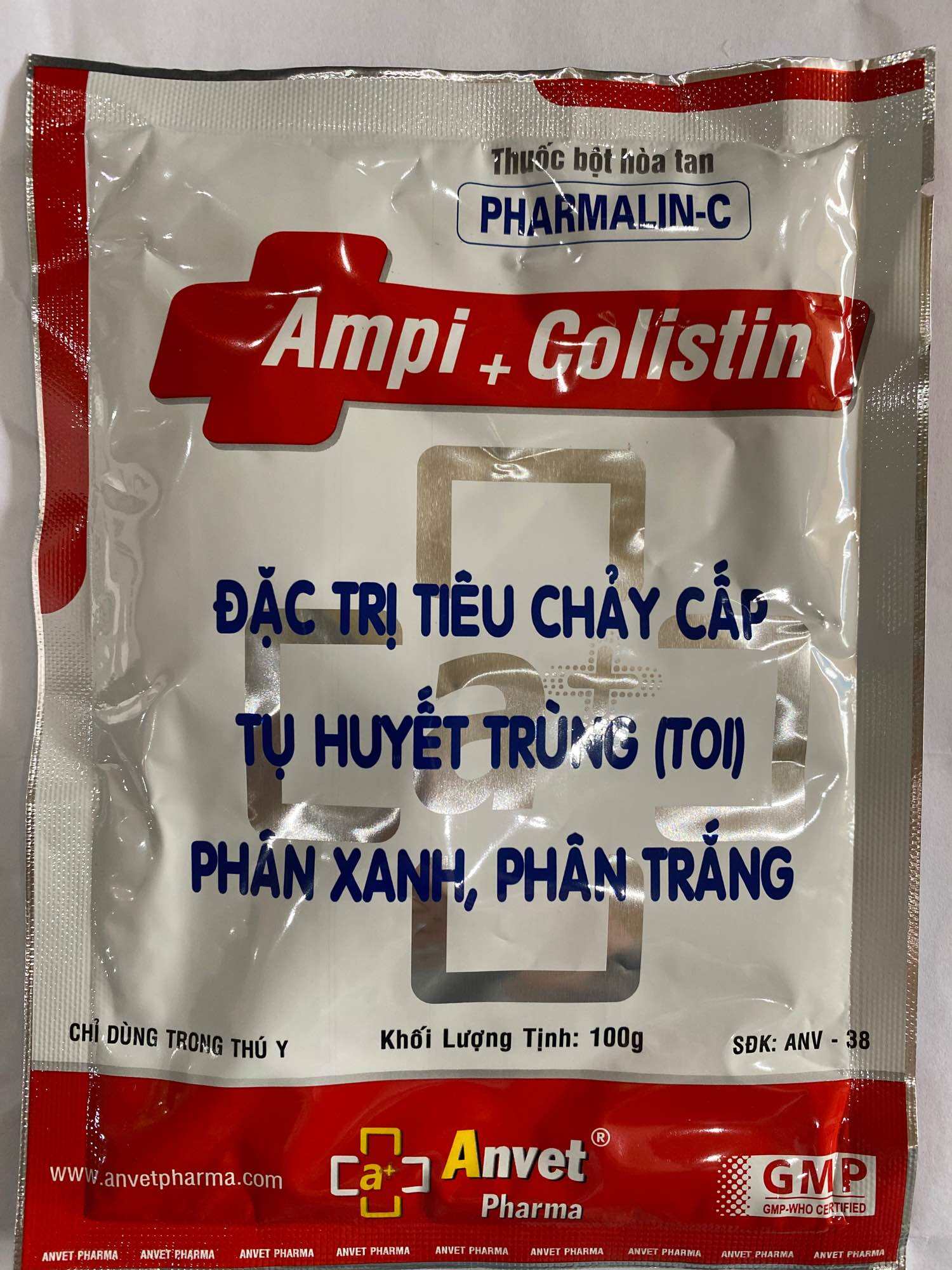 AMPI COLISTIN (gói 50g, 100g). TIÊU CHẢY CẤP, TỤ HUYẾT TRÙNG, PHÂN XANH, PHÂN TRẮNG... TRÊN GÀ CHOI, GÀ ĐÁ, gia cầm, gia súc