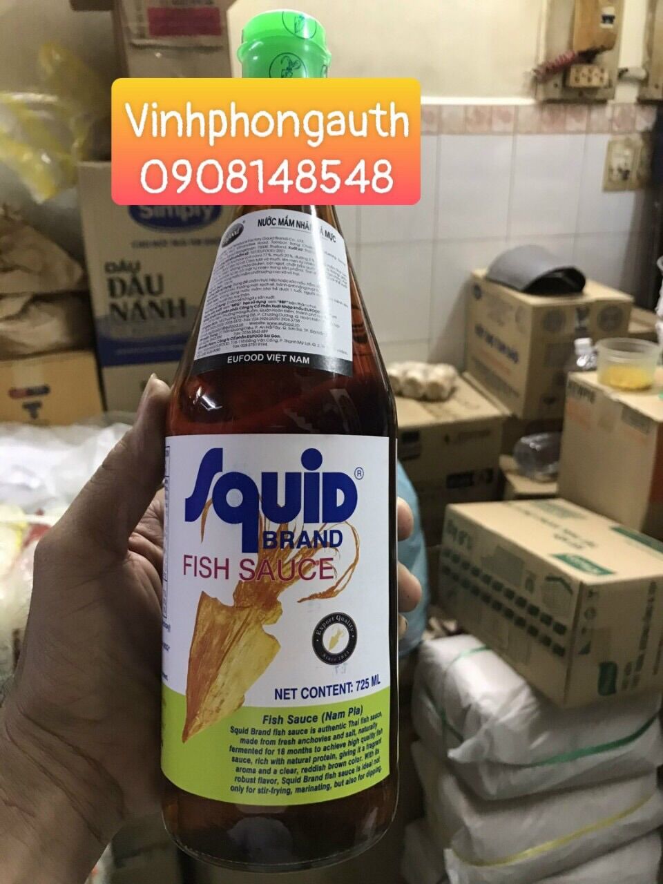 Nước mắm nhãn Cá Mực 725ml xuất xứ Thái Lan nước mắm ngon đậm đà