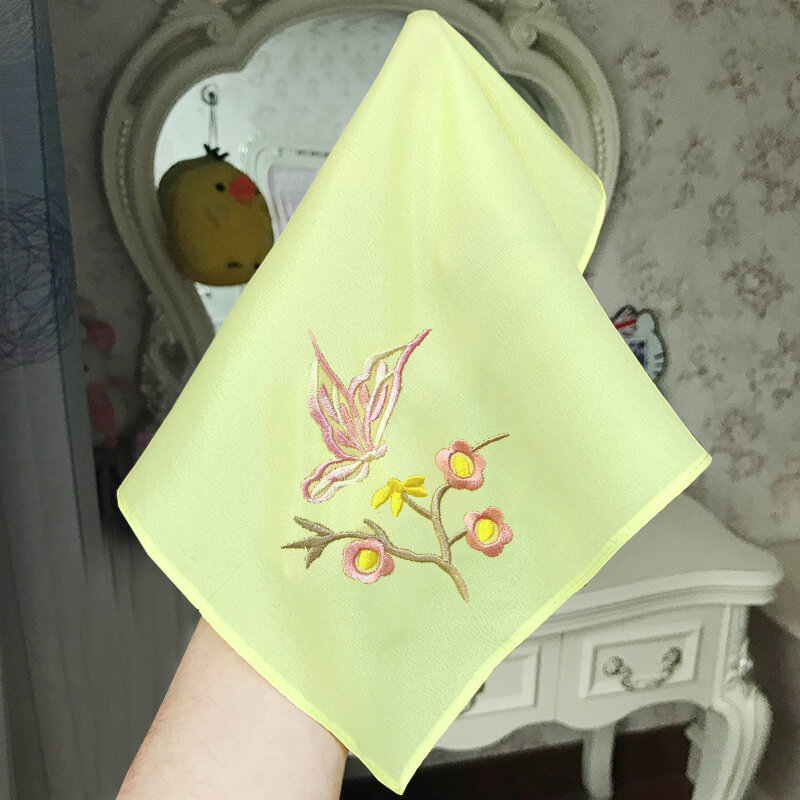 Quà tặng công ty khăn tay thêu hoa tơ lụa phong cách cổ khăn tay thêu hoa hải đường đoàn làm phim múa cung đình cổ đại