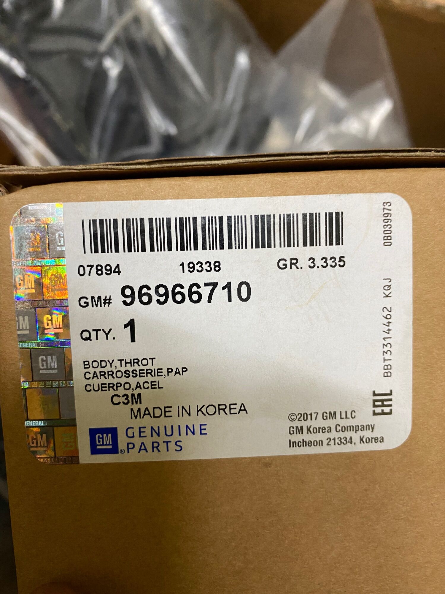 Họng ga(thân bướm ga) Spark(Matiz 4) xịn Gm:96966710