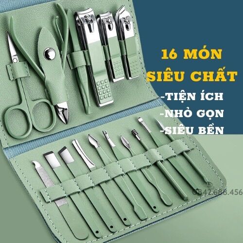 Bộ bấm móng tay 16 món dụng cụ làm đẹp làm nail tại nhà