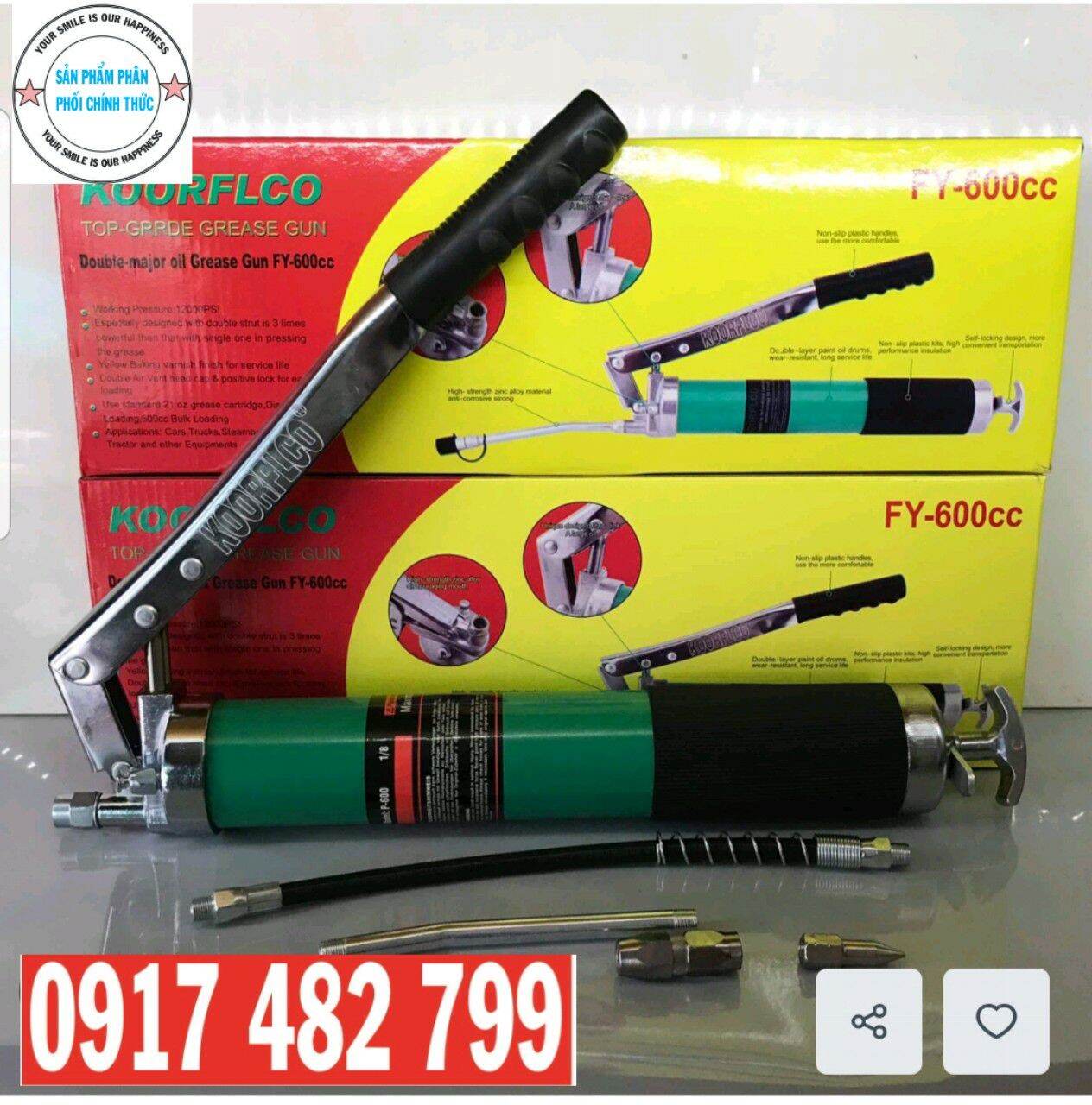 Dụng cụ bơm mỡ bò tay dung tích 600cc