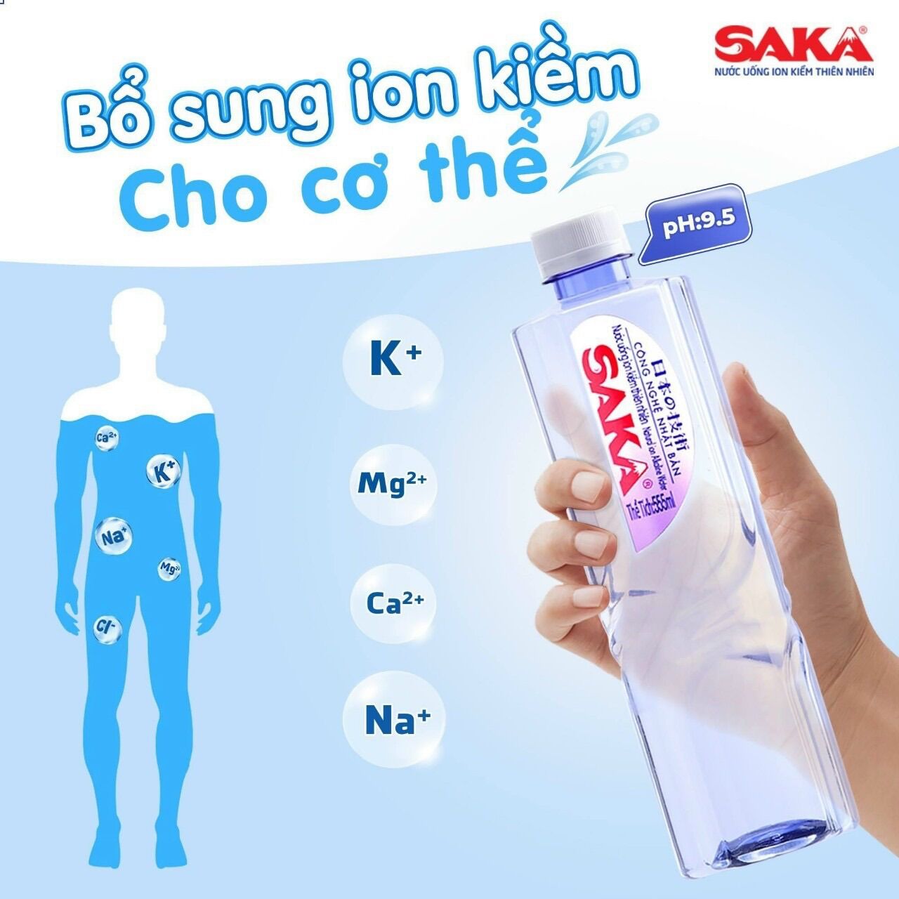 Nước Suối Ion Kiềm Saka 555ml