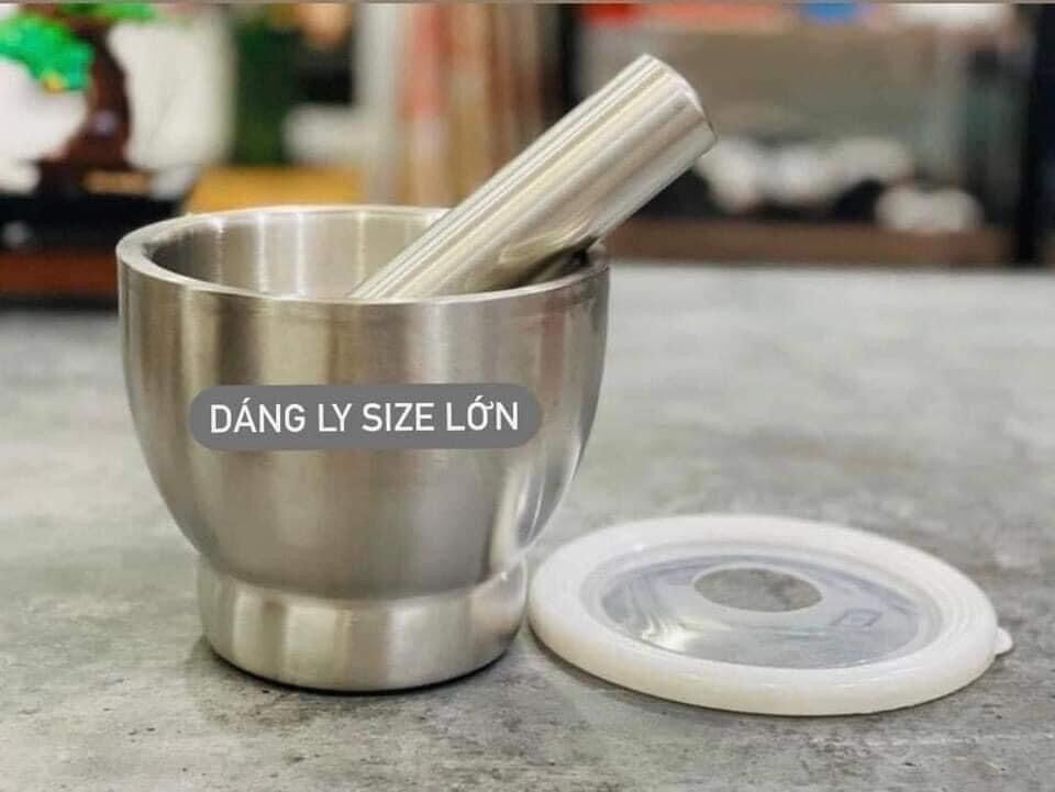 Bộ cối chày size 12,7cm kèm nắp và đế cao su
