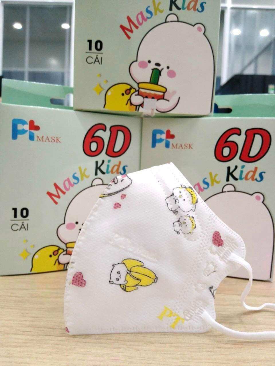 Hộp 10 cái PT Mask 6D Kids - Khẩu trang cho bé PT Mask 6D cao cấp, khẩu trang cho em bé chính hàng kháng khuẩn