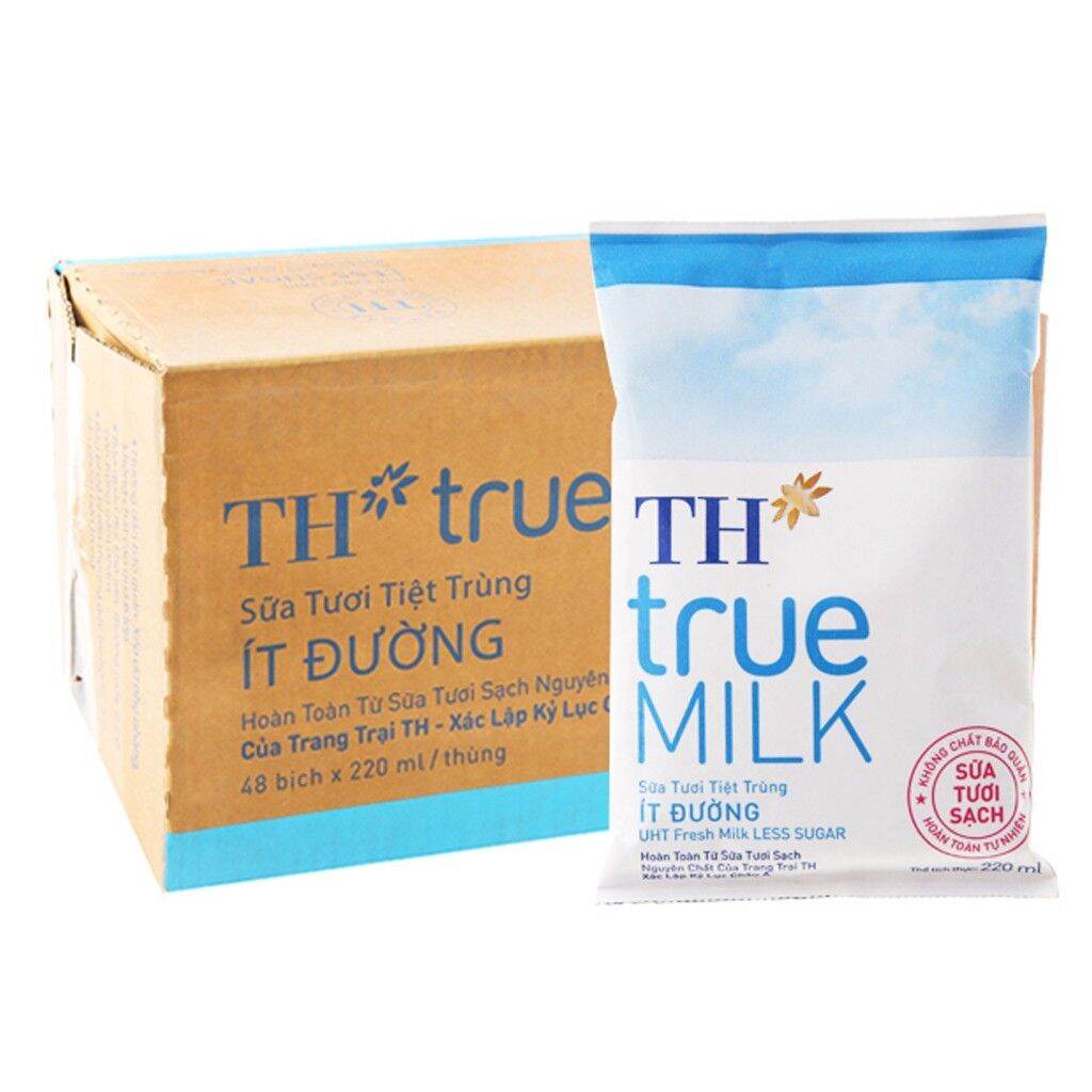 Combo 10 bịch TH true milk ít đường 220ml