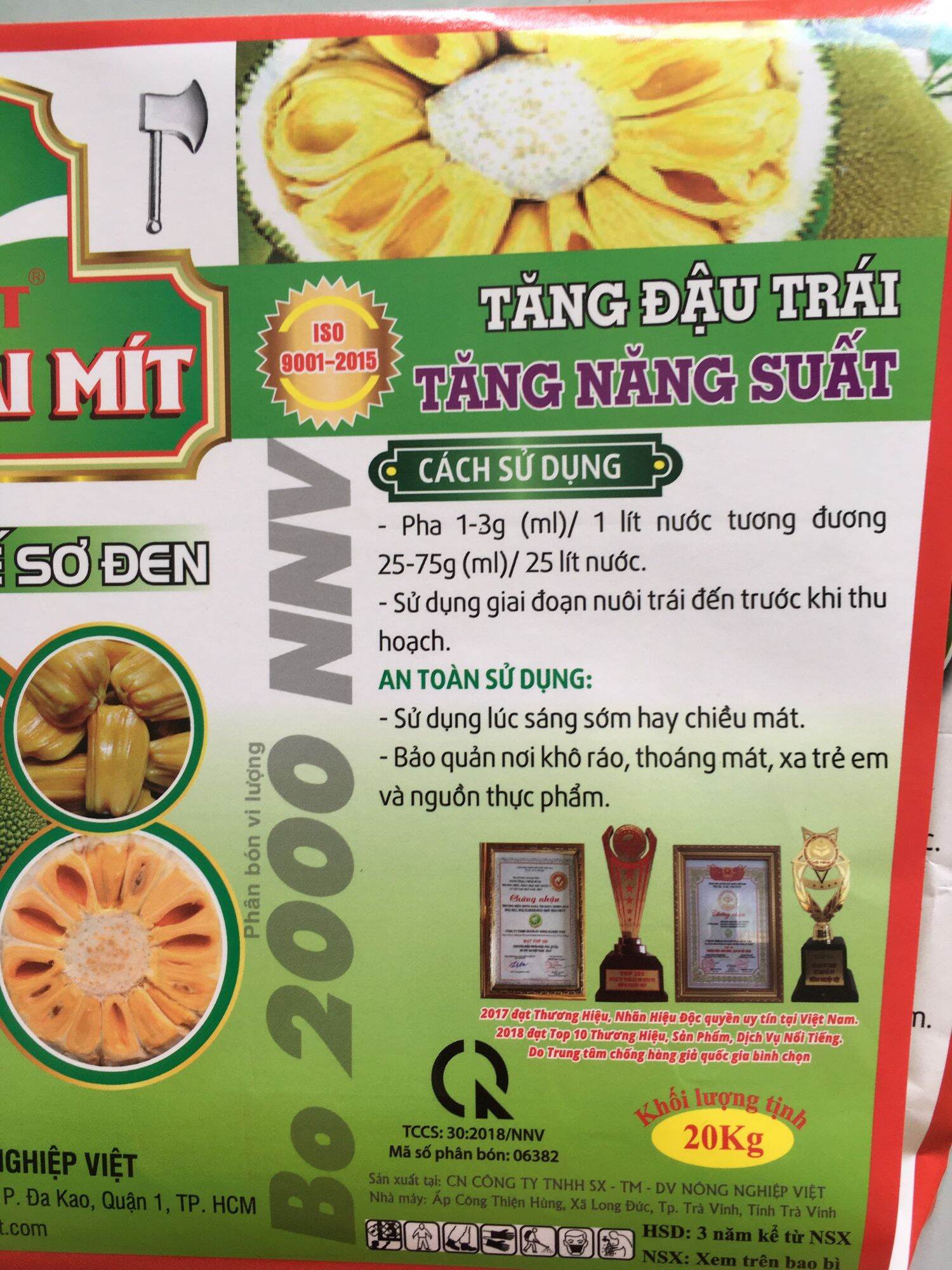 PHÂN BÓN MAX FRUIT LỚN TRÁI MÍT - XÔ 20KG.