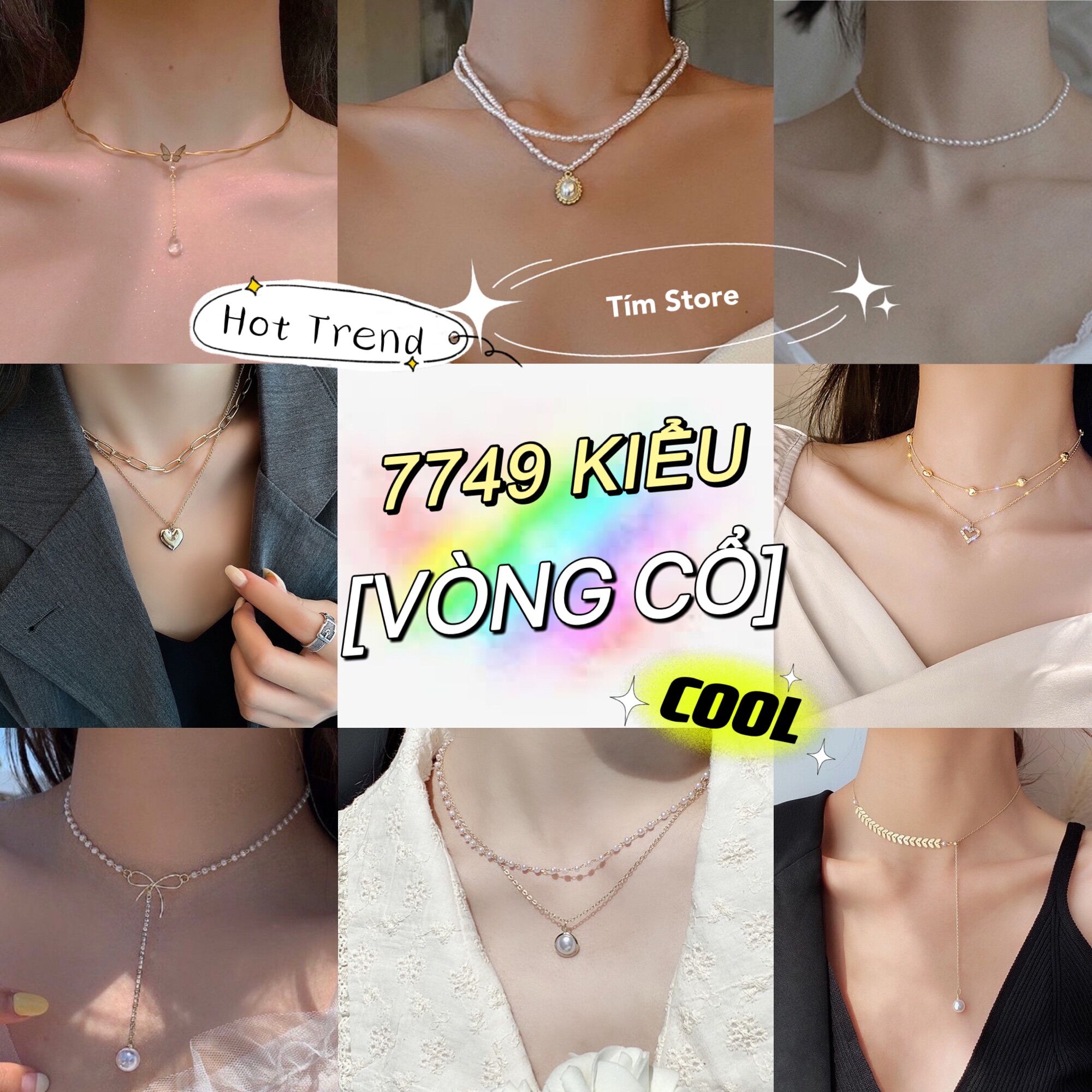 Dây chuyền hot trend tổng hợp, vòng cổ, choker hot trend bướm, ngọc trai phong cách hàn quốc
