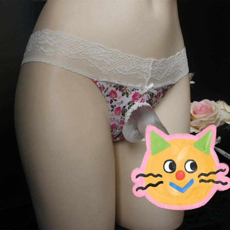 Trang Phục Biến Hình Giả Gái CD Lụa Lạnh Cho Nam Quần Lót Lỗ Không Cần Cởi JJ Gợi Cảm Trang Phục Nữ Ren Quần T Bó Sát Họa Tiết Chàng Trai Lớn