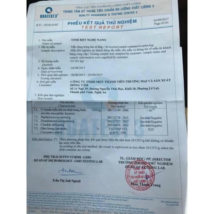 tinh bột nghệ Nano Tâm An nguyên chất 100%