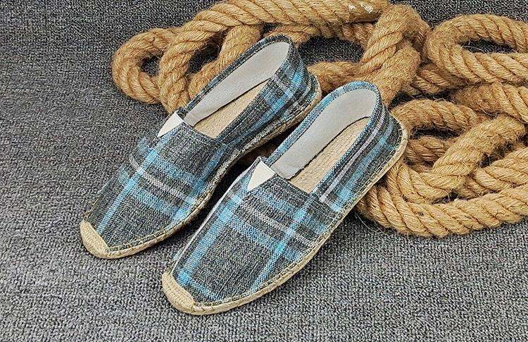giày đế sợi đay bện cói mùa hè giày vải bố cho nam giày lười màu nâu vải lanh giày thường ngày giày nam nữ ngư dân thoáng khí 25