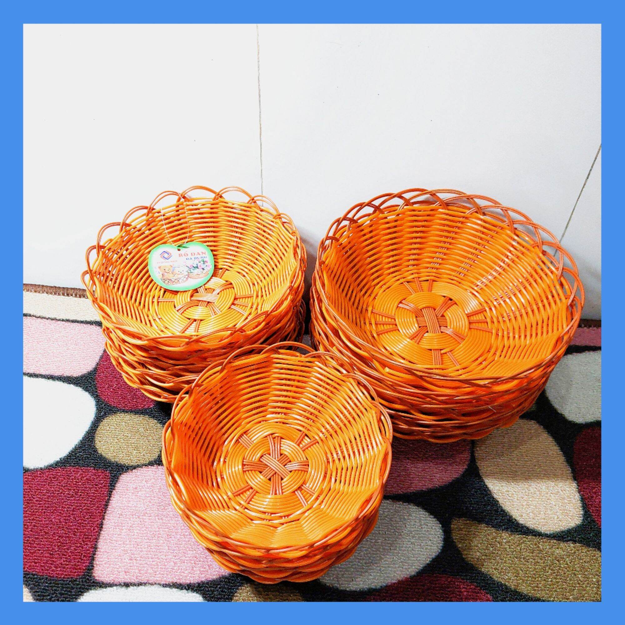 Rổ nhựa đan giả mây sâu lòng
