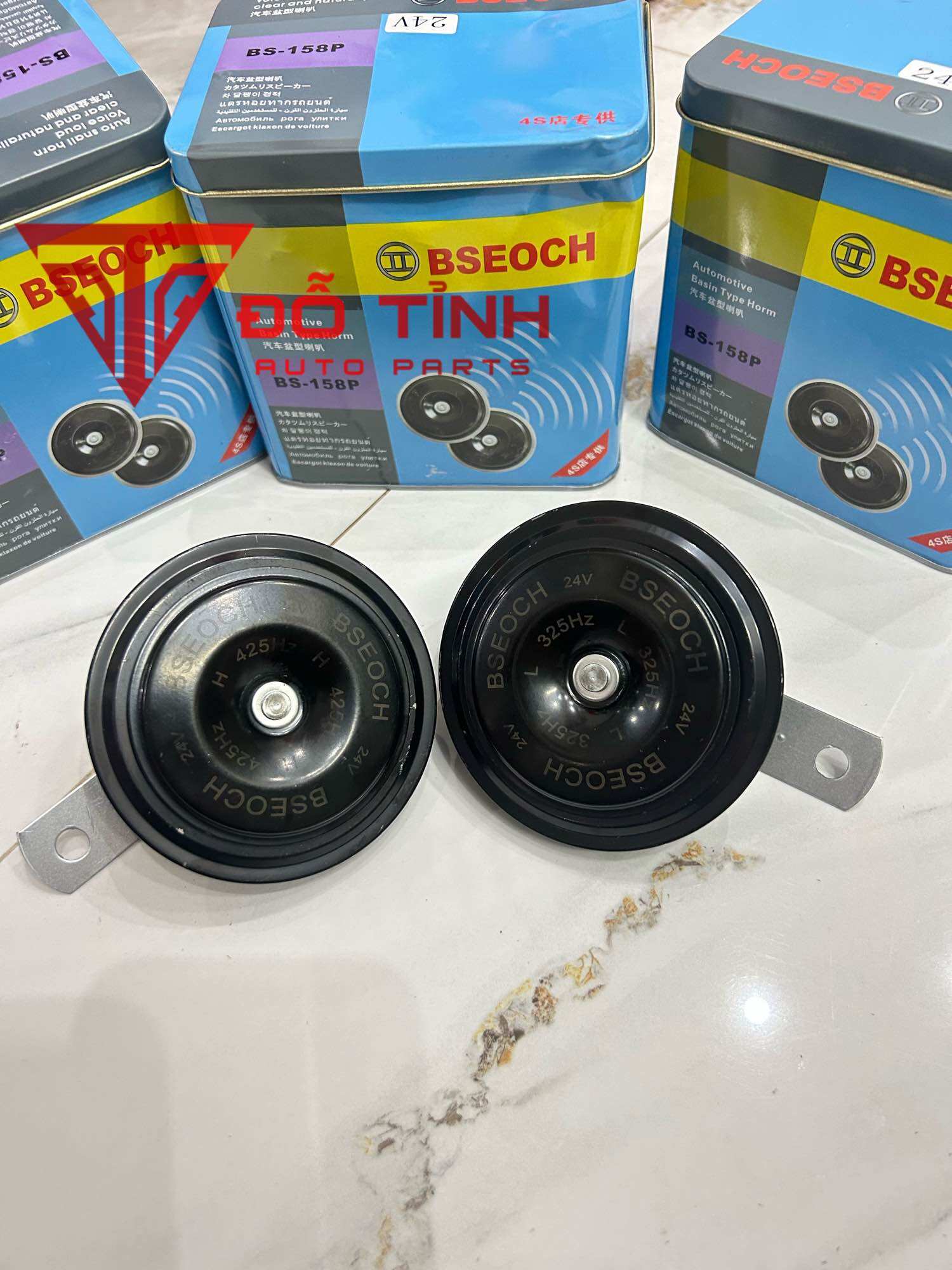 Cặp còi đĩa ô tô, xe máy bseoch. kèn đĩa điện 12v 24v.