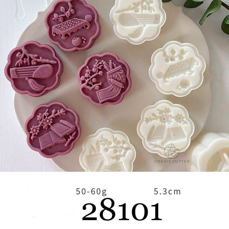 Khuôn bánh trung thu cầm kỳ thi hoạ 50g